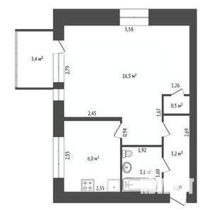 1-к квартира, вторичка, 31м2, 3/5 этаж