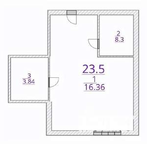 Студия квартира, вторичка, 24м2, 4/22 этаж