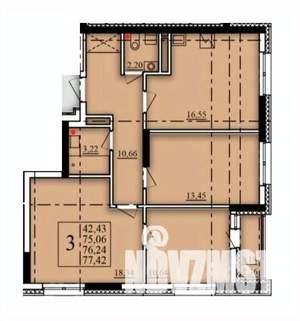 3-к квартира, строящийся дом, 76м2, 9/21 этаж