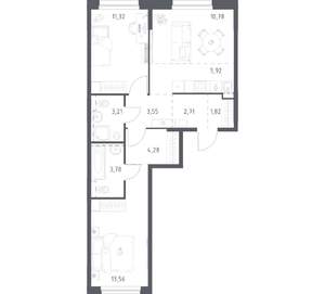 2-к квартира, вторичка, 61м2, 12/12 этаж