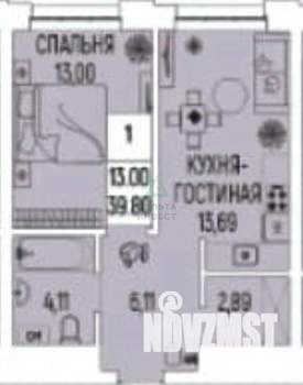1-к квартира, вторичка, 40м2, 3/23 этаж