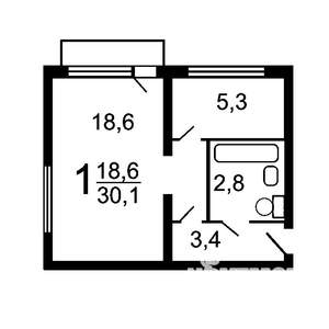 1-к квартира, вторичка, 31м2, 5/5 этаж