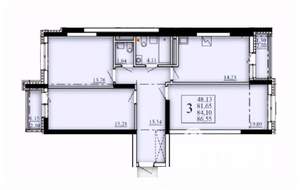 3-к квартира, строящийся дом, 84м2, 9/25 этаж