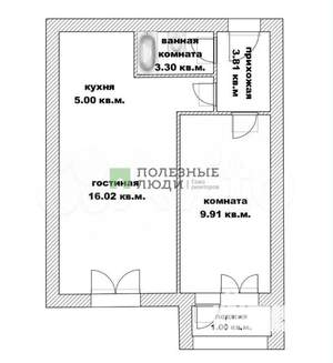 2-к квартира, вторичка, 39м2, 10/16 этаж