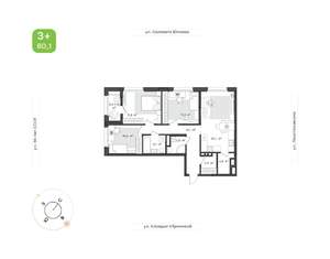 3-к квартира, вторичка, 80м2, 24/24 этаж