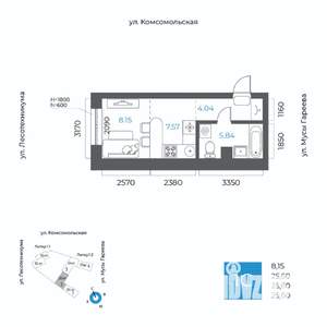 1-к квартира, вторичка, 26м2, 2/20 этаж