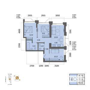 4-к квартира, вторичка, 66м2, 29/32 этаж