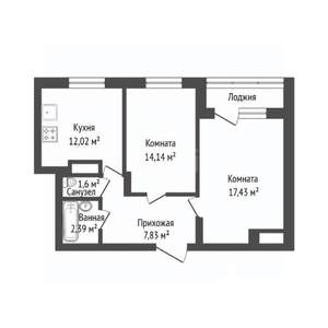 2-к квартира, вторичка, 56м2, 7/10 этаж