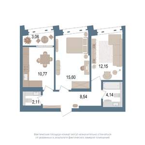 2-к квартира, вторичка, 55м2, 9/14 этаж