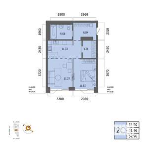 2-к квартира, вторичка, 53м2, 18/32 этаж
