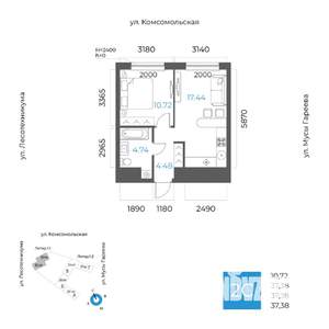 2-к квартира, вторичка, 37м2, 28/32 этаж