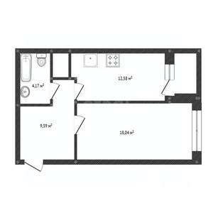 1-к квартира, вторичка, 46м2, 22/25 этаж