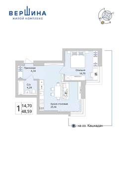 1-к квартира, вторичка, 49м2, 11/25 этаж