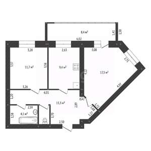 2-к квартира, вторичка, 61м2, 1/10 этаж