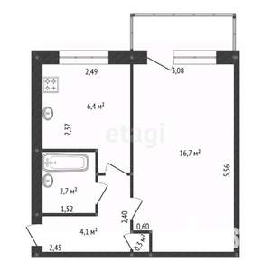 1-к квартира, вторичка, 31м2, 4/5 этаж