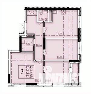 3-к квартира, вторичка, 76м2, 20/25 этаж