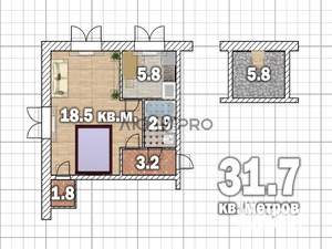 1-к квартира, вторичка, 32м2, 1/4 этаж