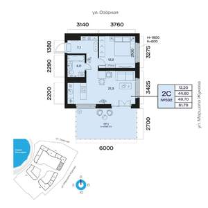 2-к квартира, вторичка, 50м2, 6/32 этаж