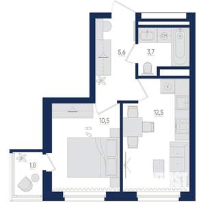 1-к квартира, вторичка, 33м2, 9/22 этаж