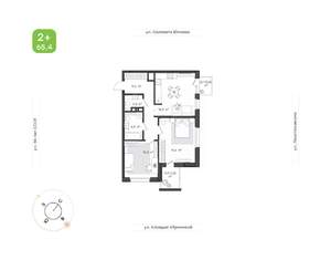2-к квартира, вторичка, 65м2, 5/18 этаж