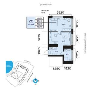 2-к квартира, вторичка, 45м2, 23/32 этаж