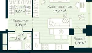 Студия квартира, вторичка, 30м2, 10/30 этаж