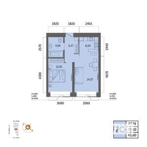 2-к квартира, вторичка, 44м2, 23/32 этаж