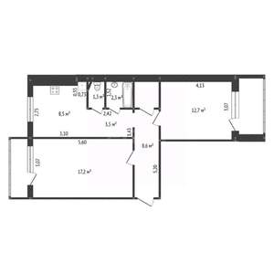 2-к квартира, вторичка, 57м2, 3/9 этаж