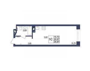 Студия квартира, строящийся дом, 29м2, 31/34 этаж