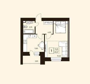 1-к квартира, вторичка, 41м2, 8/10 этаж