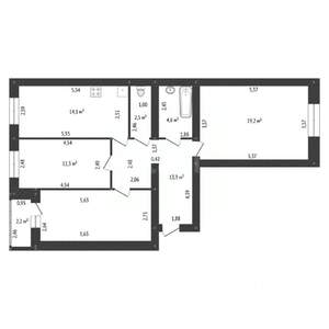 3-к квартира, вторичка, 86м2, 4/13 этаж