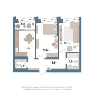 2-к квартира, вторичка, 55м2, 10/14 этаж