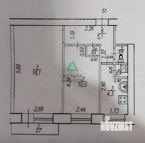 2-к квартира, вторичка, 39м2, 3/5 этаж
