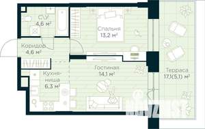1-к квартира, строящийся дом, 48м2, 3/30 этаж