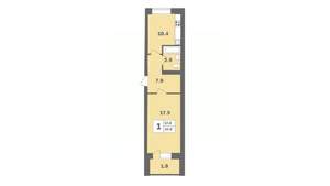 1-к квартира, вторичка, 42м2, 1/9 этаж