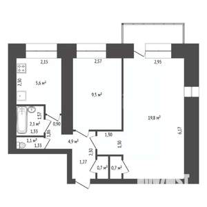 2-к квартира, вторичка, 44м2, 7/9 этаж