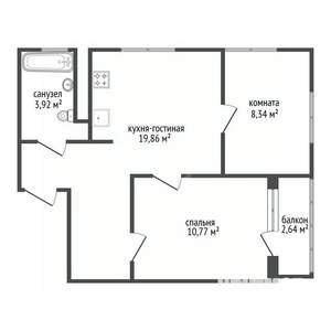 3-к квартира, вторичка, 50м2, 20/24 этаж