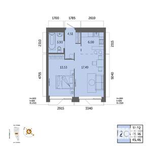 2-к квартира, вторичка, 45м2, 9/32 этаж
