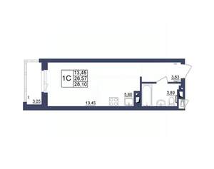 Студия квартира, строящийся дом, 28м2, 16/34 этаж