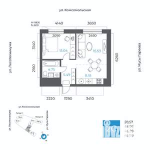 2-к квартира, вторичка, 47м2, 2/20 этаж