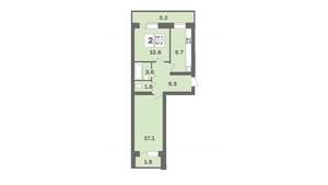 2-к квартира, вторичка, 58м2, 4/12 этаж