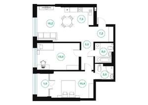 3-к квартира, вторичка, 78м2, 2/25 этаж