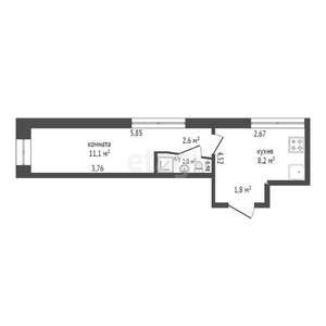 1-к квартира, вторичка, 26м2, 1/9 этаж