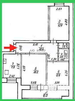 3-к квартира, вторичка, 69м2, 8/9 этаж