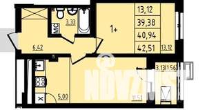 1-к квартира, вторичка, 41м2, 25/25 этаж