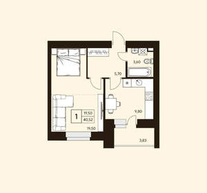 1-к квартира, вторичка, 41м2, 10/10 этаж