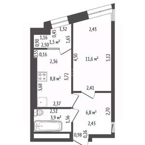 1-к квартира, вторичка, 34м2, 19/25 этаж