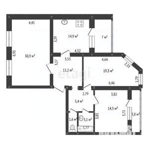 3-к квартира, вторичка, 110м2, 3/6 этаж