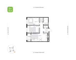 2-к квартира, вторичка, 71м2, 8/25 этаж