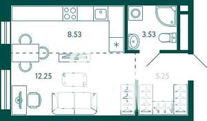 Студия квартира, вторичка, 30м2, 10/14 этаж